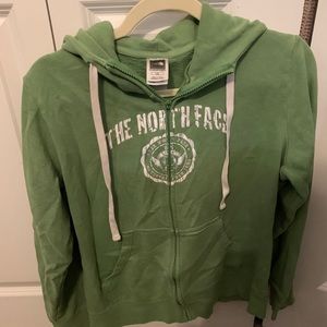 North face green zip up
